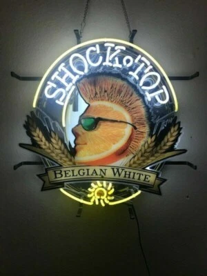 20" Shock top Belgian White Beer Neon Light Bar Lamp Sign With HD Vivid Printing