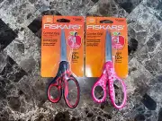 Comfort Grip Scissors Fiskars Stainless Steel Antimicrobial Handle Lot of 2 New