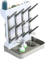 Baby Bottle Drying Rack, Vertical Space Saving Countertop Standing Drying Rack Baby Accessory, Bottle Brsuh, Pacifier, Breast Pump Accessories Drying Stand, Storage Organizer (Gray)