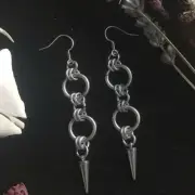Stainless steel chainmail dangle earrings