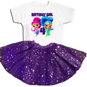 Shimmer & Shine Party 4th Birthday Tutu Outfit Personalized Name option
