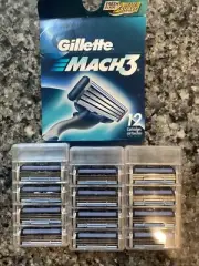 Mens Gillette MACH3 Refills Razor Blades - 12 Cartridges Open Packaging
