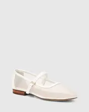 Alora White Mesh Textile Mary Jane