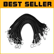 Weatherproof 21" Rubber Bungee Cords with S-Hooks - 50 Durable Straps