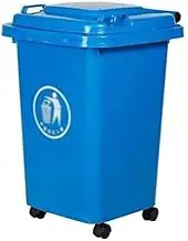 Outdoor Trash Can Household Waste Bins Kitchen Restaurant Wheeled Easy to Move Commercial with Cover Plastic Garbage Bin Recycling dustbin(Blue,50L)