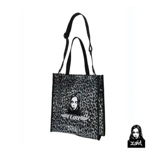 X-girl ANGEL FACE BIG TOTE BAG 女人頭豹紋防水托特包 105212053011