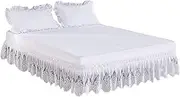 Bed Valance Skirt, Hotel Lace Bed Skirt Double/Single Bed Valance Wrap 150x200cm 180x200cm 200x220cm Around Bed Skirt Wrap Bed Skirt Valance Grey Bed Skirt with Split Corners King Size