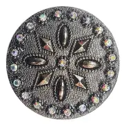 33HS Set Of 16 Western Screw Back Concho Antique Silver Round Saddle Headstall
