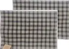 Set of 2 Printed Fabric Placemats(13x19")BLACK &OFF WHITE GINGHAM CHECK,PLAID,HC