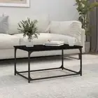 Wooden Coffee Table Black 80x50x40cm Modern Sofa Lounge Side Lamp Storage Iron