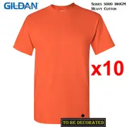 10 Packs Gildan T-SHIRT Basic Tee S - 5XL Small Big Men Heavy Cotton (Orange)