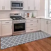 WISELIFE Kitchen Mat, Cushioned Anti-Fatigue 17.3"x 59" Waterproof Non-Slip Heavy Duty Ergonomic Comfort Rugs for Floor Home, Office, Sink, Laundry, Grey