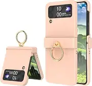 [BTFCLOTHES] Compatible with Galaxy Z Flip 4 Case Hinge Protection & Ring Kickstand,Slim and Thin Protective Cover for Samsung 5G (Pink) (BTF2024-05)