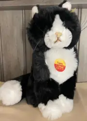 Steiff Tapsy Katze Plush Cat Black & White With Original Tags Soft 1990's