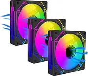 PANO-MOUNTS 120mm ARGB Fan Infinity Mirror Reverse Airflow 5V 3Pin Addressable RGB PWM PC Computer Water Cooler CPU Case Fan 500-1500RPM Black 3-Pack