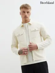 River Island Cream Slim Fit Double Pocket Jacket (F96372) | $92