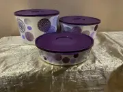 New Tupperware Moving Art Theme Ilumina StacknStore Set 3 Bowls 6.6L, 4.3L, 2.5L