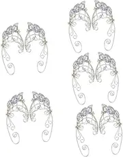 [OATIPHO] 5 Pairs Fairy Wings Adult Women Gold Earring Cuffs for Women Leaf Jewelry Clip Earrings for