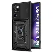 2PCS Slide Camera Lens Armor Case For Samsung Galaxy S20 FE Finger Ring Stand Holder Cover For Galaxy S20 FE - Black Samsung S20 FE