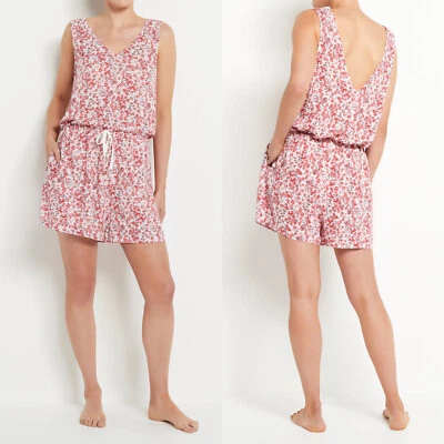 NEW SUSSAN Abstract Spot Print Pyjama Playsuit Sleepwear Geranium Size Med Tag