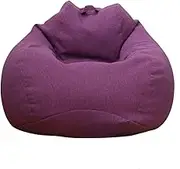 Bean Bag Chair Cover Without Filler Adults Large High Back Lazy Sofa Bed Cover Stuffable Zipper Recliner Storage Bag for Indoor Outdoor Chair (Purple, L)