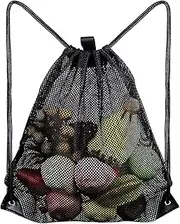 Mesh Bag Drawstring Storage Backpack Mesh Beach Bag Mesh Gym Bag Heavy-Duty Sport Equipment Storage Bag for Beaching Swimming Gym Shopping Outdoor (40 * 45cm)