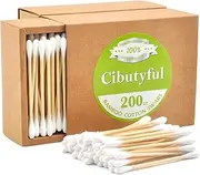 Cotton Swabs Wooden Sticks Double Round Tips 3.0 Inch Cotton Buds 400 count With Bamboo Stick
