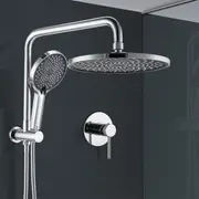 ACA Bath 10" Rain Round Shower Head Set Handheld Gooseneck Diverter Wall Arm Wall Mounted w/Mixer Tap