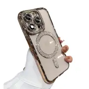 Magnetic Case for iPhone 14 Pro, Clear Soft Phone Cover - Gold