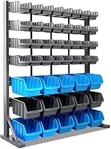 Giantz Storage Bin Rack, 47 Bins Garage Tool Storages Shelving Wall Mounted Toolbox Shelf Bracket Home Workshop Garden Organiser, 7 Tier 124kg Capacity Stable Blue