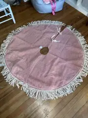 New Christmas Tree Skirt Boho Bohemian Red Creme Farmhouse Chic