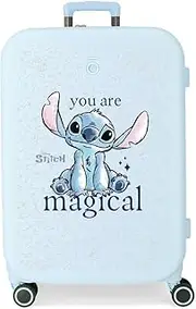 Joumma Disney Stitch You are Magical Suitcase, Medium, Blue, 48 x 70 x 28 cm, Rigid, ABS Closure, TSA 79L, 4.32 kg, 4 Double Wheels, Blue, Medium Suitcase, Blue, Medium Suitcase
