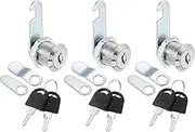 uxcell 3/4" Cabinet Cam Locks, 3 Pack Keyed Alike Cam Locks Set Zinc Alloy Storage Lock with Keys for File Drawer Mailbox Toolbox, Silver Tone