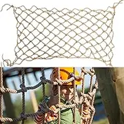Jute Hemp Rope Net(4ftx12ft), Heavy Duty Natural Climbing Safety Rope Netting Balcony Stairs Fence Garden Playground Protection Net Indoor & Outdoor Decor Rope Net