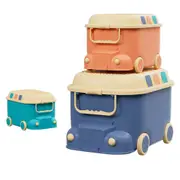 3PCS Toy Storage Box Cute Car Toy Container Kids Toys Organiser Snack Boxes