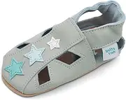 [Dotty Fish] Soft Leather Infant Toddler Sandals.