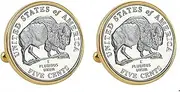 [American Coin Treasures] Westward Journey 2005 Bison Jefferson Nickel Bezel Cuff Links