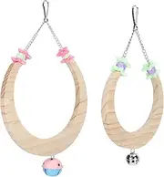 Bird Toys Parrots Cage Toys Wooden Semicircle Hanging Swing Perches Toy for Budgie, Cockatiels, Conures