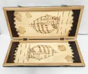 3 in1 Large Backgammon Chess Set checkers handmade Wooden Game Board