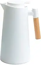 Tignapoo 1L Thermal Coffee Carafe Double Walled Vacuum Coffee Pot Thermal Carafe Thermos Pot with Wood Handle Water Kettle Insulated Flask Tea Carafe Keeping Hot Cold