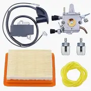 Tool Accessories Carburetor Ignition Coil Air Filter Fuel Line Kit for Compatible with Stihl FS350 FS300 FS250 TS200 FS202 FS020 FS200 FS120 R String Trimmer