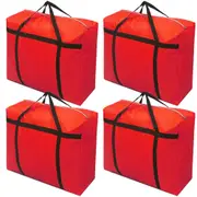 riin 4x Medium Home Storage Bag Waterproof Clothes Quilt Organizer for Moving House Luggage Xmas Christmas Tree Model #35 Red