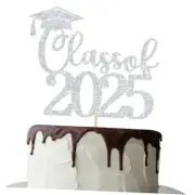 Class of 2025 Cake Topper, 2025 Graduation Decor, Congrats Grad, 2025 Silver