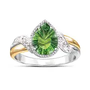 "Radiant Treasure" Helenite And Diamond Ring