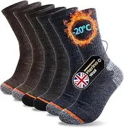 [kaciixaa] Merino Wool Hiking Socks Warm Thermal Winter Cozy Cushioned Boot Moisture Wicking Socks for Women & Men 3 Pairs
