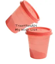 TUPPERWARE Midgets Mini Bowls 2 Ounce Set Condiment Cups Coral Guava Lids
