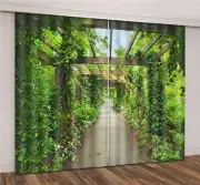 Green Corridor Of Life 3D Curtain Blockout Photo Printing Curtains Drape Fabric