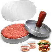 Burger Press 100 Patty Papers Set | Non-Stick Hamburger Patty Maker with Wax Pap