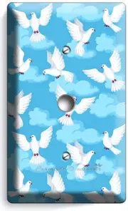 WHITE PEACE DOVES IN BLUES SKY CLOUDS LIGHT DIMMER CABLE WALL PLATES ROOM DECOR