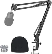 YOUSHARES Microphone Boom Arm with Pop Filter - Mic Stand with Foam Cover Windscreen Compatible with Razer Seiren Mini Streaming Microphone